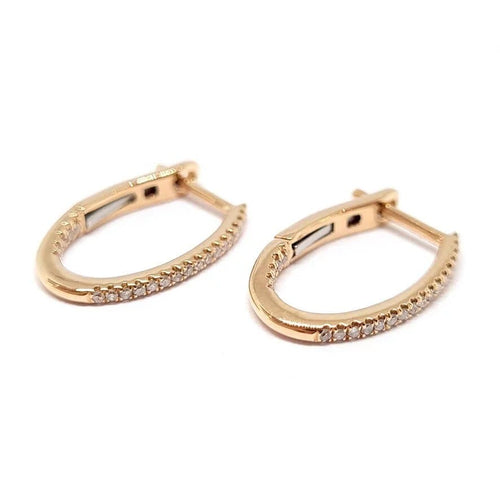 Boucles d'oreilles Boucles d'oreilles créoles ovales en or rose 18 carats et diamants 58 Facettes BVP-BDO-0069