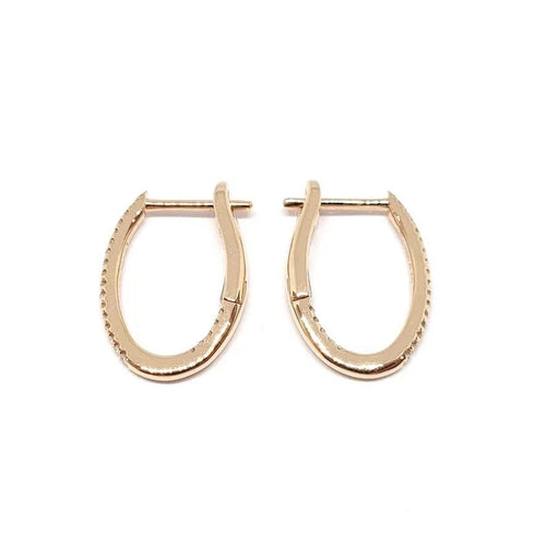 Boucles d'oreilles Boucles d'oreilles créoles ovales en or rose 18 carats et diamants 58 Facettes BVP-BDO-0069