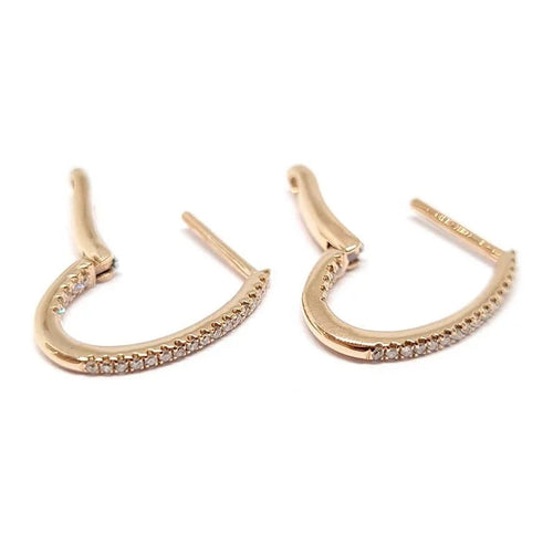 Boucles d'oreilles Boucles d'oreilles créoles ovales en or rose 18 carats et diamants 58 Facettes BVP-BDO-0069