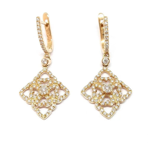 Boucles d'oreilles Pendants d'oreilles dentelle en or rose 18 carats et diamants 58 Facettes BVP-BIJ-0071