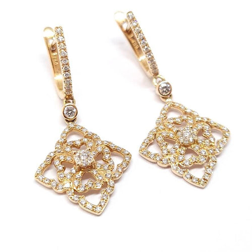 Boucles d'oreilles Pendants d'oreilles dentelle en or rose 18 carats et diamants 58 Facettes BVP-BIJ-0071