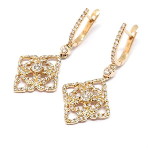 Boucles d'oreilles Pendants d'oreilles dentelle en or rose 18 carats et diamants 58 Facettes BVP-BIJ-0071
