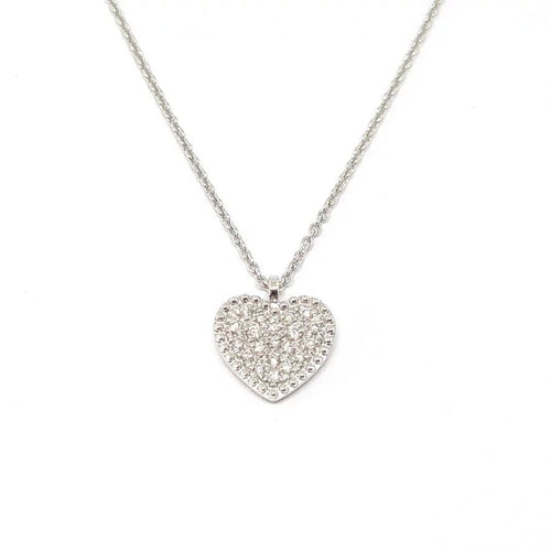 Collier Collier cœur pavé de diamants en or blanc 18 carats 58 Facettes BVP-COL-0073