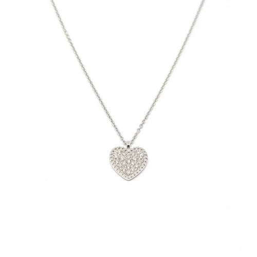 Collier Collier cœur pavé de diamants en or blanc 18 carats 58 Facettes BVP-COL-0073