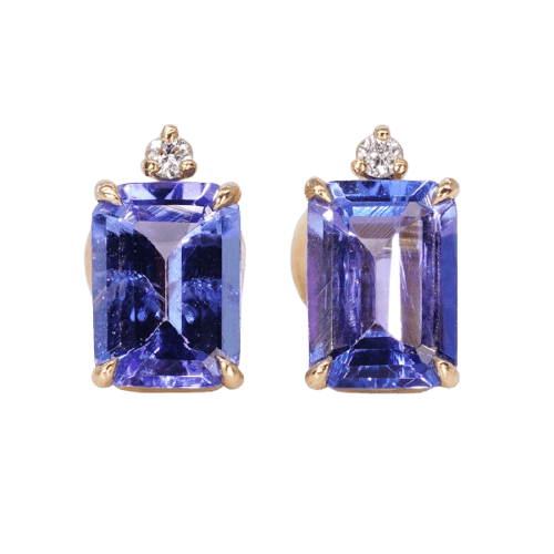 Royal Twilight - Boucles d'oreilles en or jaune 585, tanzanites et diamants 58 Facettes E0048