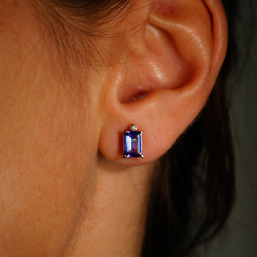 Royal Twilight - Boucles d'oreilles en or jaune 585, tanzanites et diamants 58 Facettes E0048