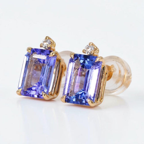 Royal Twilight - Boucles d'oreilles en or jaune 585, tanzanites et diamants 58 Facettes E0048