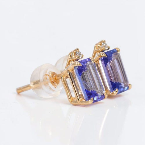 Royal Twilight - Boucles d'oreilles en or jaune 585, tanzanites et diamants 58 Facettes E0048