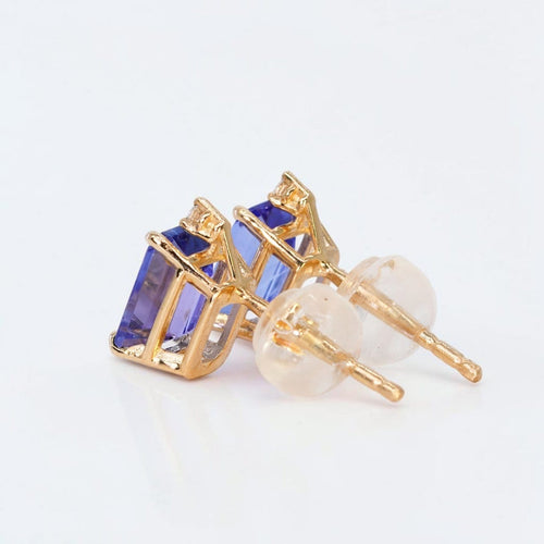 Royal Twilight - Boucles d'oreilles en or jaune 585, tanzanites et diamants 58 Facettes E0048