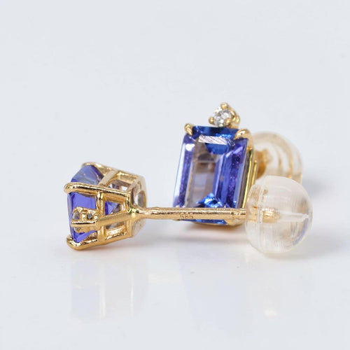 Royal Twilight - Boucles d'oreilles en or jaune 585, tanzanites et diamants 58 Facettes E0048