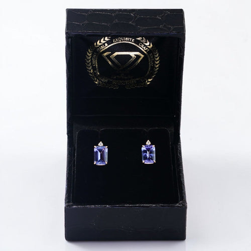 Royal Twilight - Boucles d'oreilles en or jaune 585, tanzanites et diamants 58 Facettes E0048