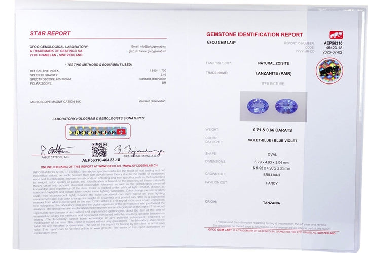 Boucles d'oreilles en or jaune 18 ct, tanzanites certifiées et diamants 58 Facettes E0049