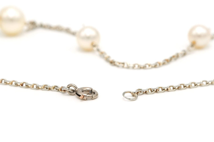 Collier Art Déco - Collier en or blanc 18 carats et perles 58 Facettes 22172