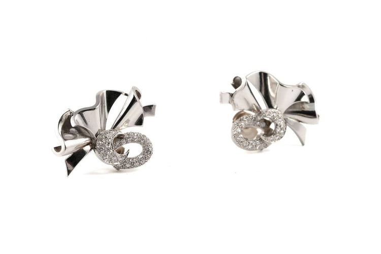 Art déco - Boucles d'oreilles en or blanc et diamants 8/8 58 Facettes 23028