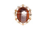 Art Nouveau - Broche en or jaune, camée agate, diamants et perles 58 Facettes 23989