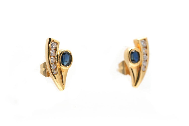 Boucles d'oreilles contemporaines en or jaune, saphirs et diamants 58 Facettes B914