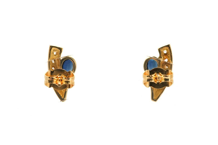Boucles d'oreilles Boucles d'oreilles contemporaines en or jaune, saphirs et diamants 58 Facettes B914
