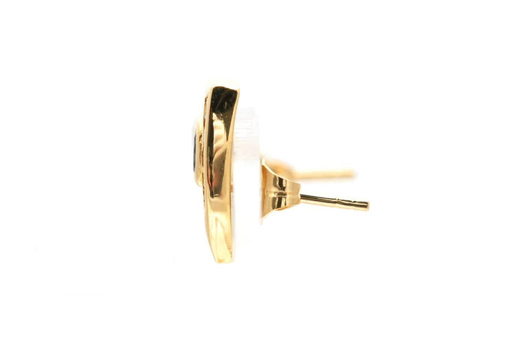 Boucles d'oreilles Boucles d'oreilles contemporaines en or jaune, saphirs et diamants 58 Facettes B914