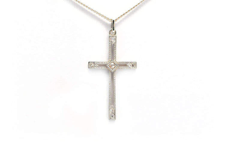 Pendentif Art Déco - Pendentif en or blanc 18 carats et diamants 58 Facettes B915