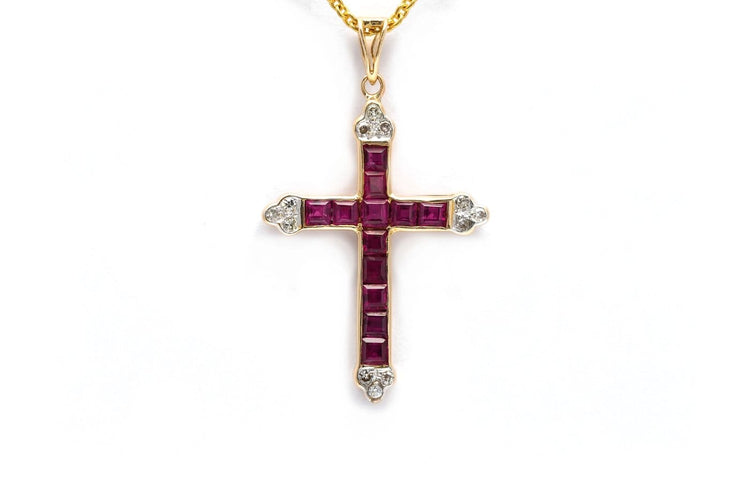 Pendentif Pendentif contemporain en or jaune, rubis et diamants 58 Facettes B916