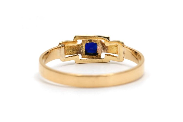 Bague 57 Bague Art déco en or jaune 18 carats, saphir et perles 58 Facettes B919