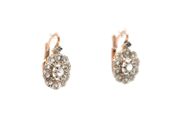 Boucles d'oreilles Art déco - Boucles d'oreilles en or jaune et diamants taille rose 58 Facettes 23949