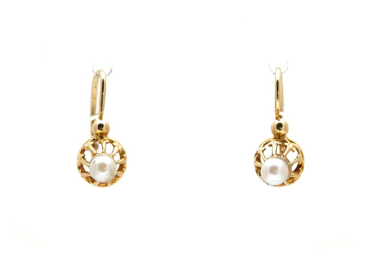 Art Nouveau - Boucles d'oreilles en or jaune 18 carats et perles 58 Facettes 23961