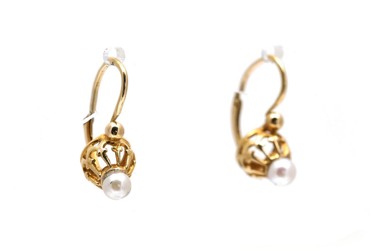 Art Nouveau - Boucles d'oreilles en or jaune 18 carats et perles 58 Facettes 23961