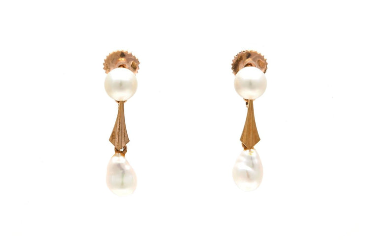 Art Déco - Boucles d'oreilles en or jaune 18 carats et perles 58 Facettes 24014