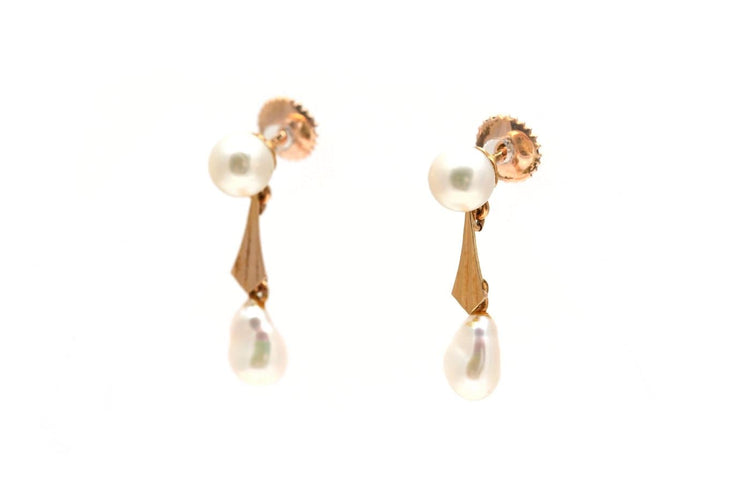 Art Déco - Boucles d'oreilles en or jaune 18 carats et perles 58 Facettes 24014