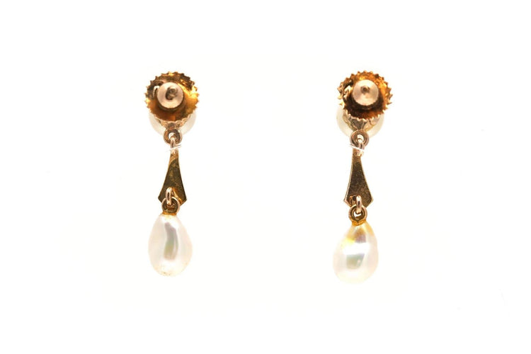 Art Déco - Boucles d'oreilles en or jaune 18 carats et perles 58 Facettes 24014