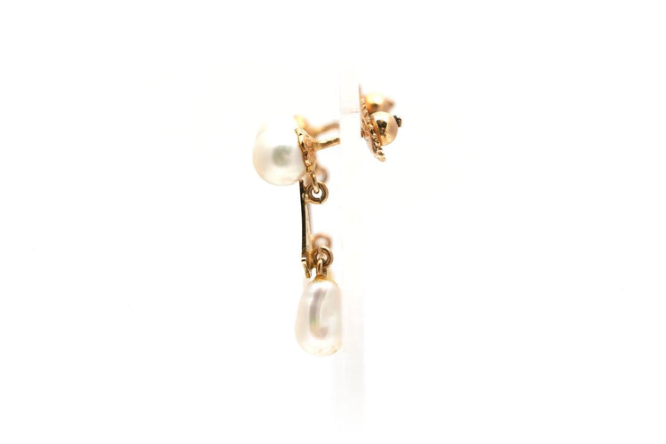 Art Déco - Boucles d'oreilles en or jaune 18 carats et perles 58 Facettes 24014