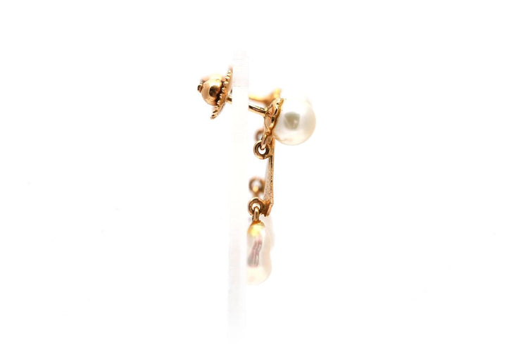 Art Déco - Boucles d'oreilles en or jaune 18 carats et perles 58 Facettes 24014