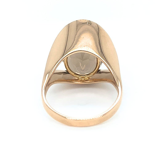 54 Bague de cocktail en or jaune et quartz fumé 58 Facettes F42-1