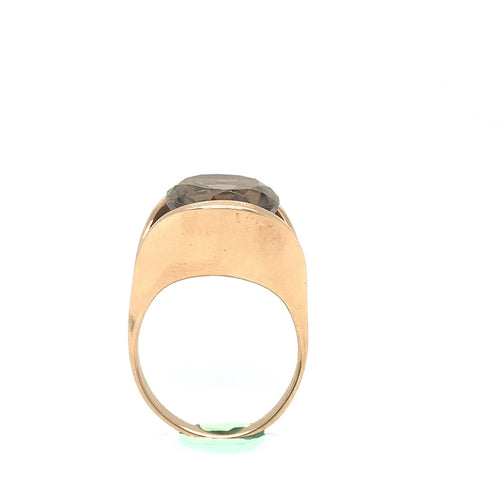 54 Bague de cocktail en or jaune et quartz fumé 58 Facettes F42-1