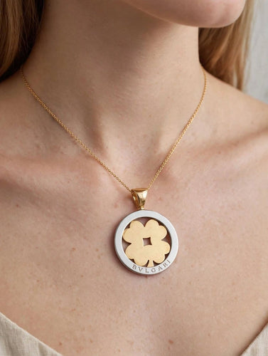 Bvlgari Tondo - Pendentif trèfle en or jaune 18 ct et acier 58 Facettes CV-114