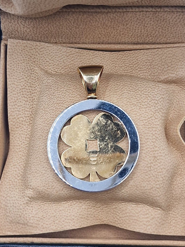 Bvlgari Tondo - Pendentif trèfle en or jaune 18 ct et acier 58 Facettes CV-114