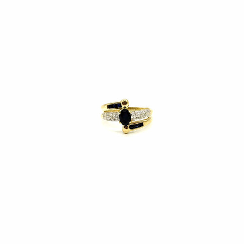Bague 53 Bague en or jaune, saphirs et diamants 58 Facettes Z15B51848