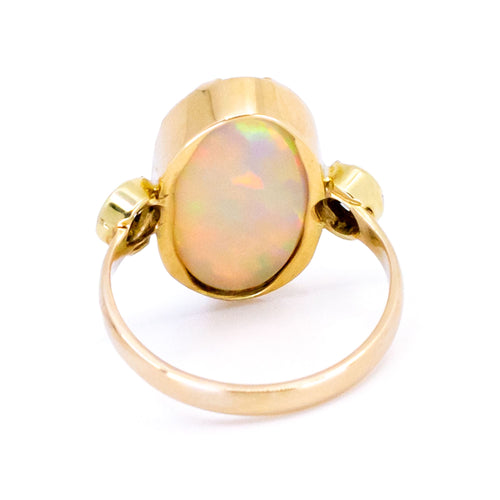 Bague 54 Bague trilogie en or jaune 14k, opale Welo et diamants taille rose 58 Facettes D7D216CB8C7B42DDAAAD07E5788C43E3