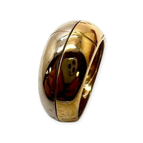 55 Bague jonc en or blanc et or jaune 750 58 Facettes 330096247