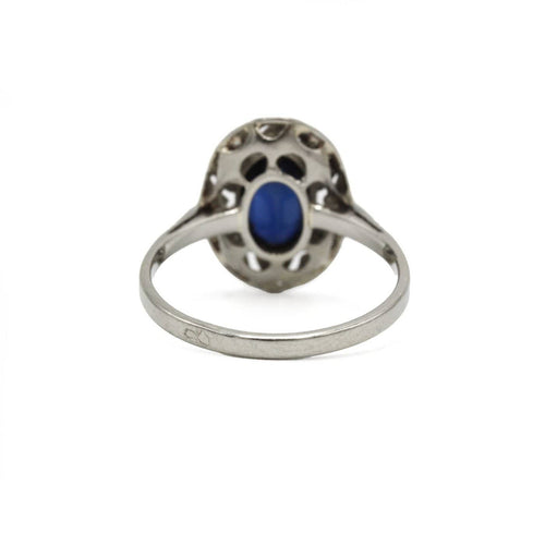 53 Art Déco - Bague en or blanc, platine, saphir et diamants 58 Facettes 260226R