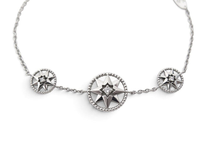 Dior Rose des Vents - Bracelet 3 motifs en or blanc, diamants et nacre 58 Facettes 276468
