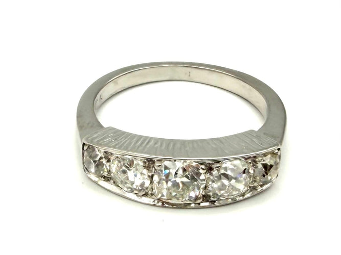 Bague 54 Jarretière - Bague en or blanc et diamants 58 Facettes VINTAGE BG