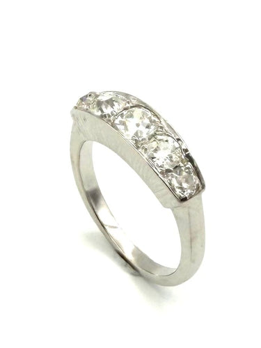 54 Jarretière - Bague en or blanc et diamants 58 Facettes VINTAGE BG