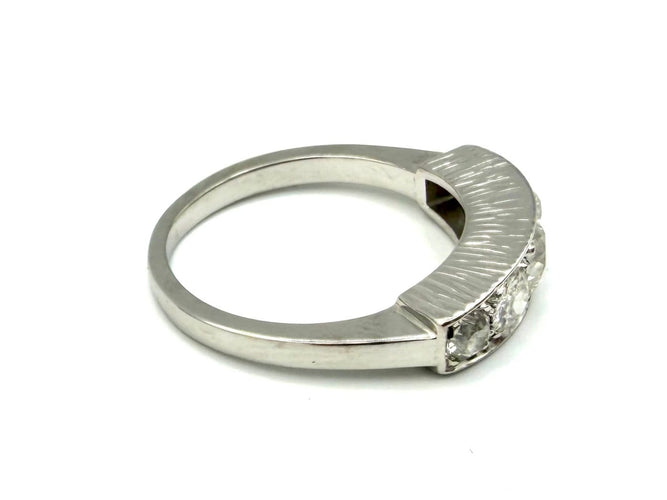54 Jarretière - Bague en or blanc et diamants 58 Facettes VINTAGE BG