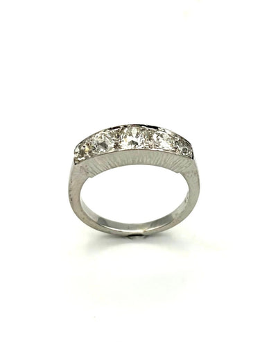 Bague 54 Jarretière - Bague en or blanc et diamants 58 Facettes VINTAGE BG