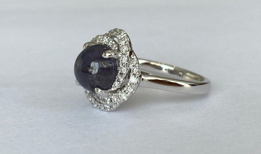 51 Bague en or blanc avec alexandrite ALGT 3,32 ct et diamants 58 Facettes ring