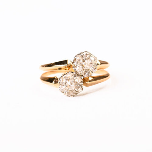 Bague 54 Toi & Moi - Bague marguerites en or rose et diamants 58 Facettes LMB-390
