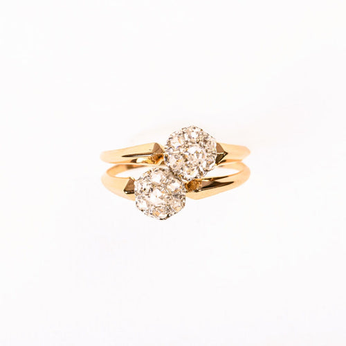 Bague 54 Toi & Moi - Bague marguerites en or rose et diamants 58 Facettes LMB-390