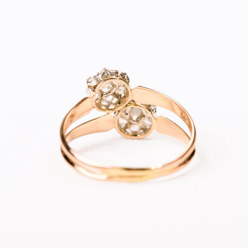 Bague 54 Toi & Moi - Bague marguerites en or rose et diamants 58 Facettes LMB-390